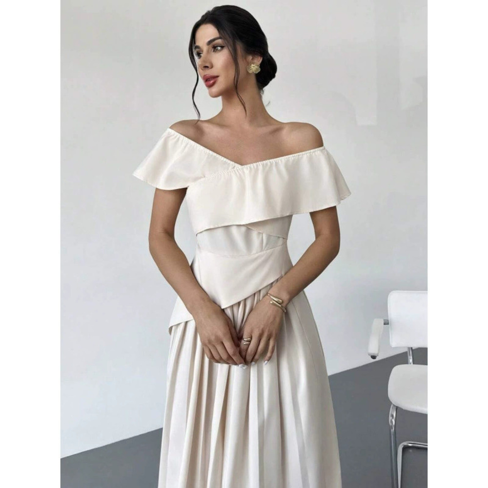 Zara Romantic Off Shoulder Irregular Dress for Summer Wedding Ball Party